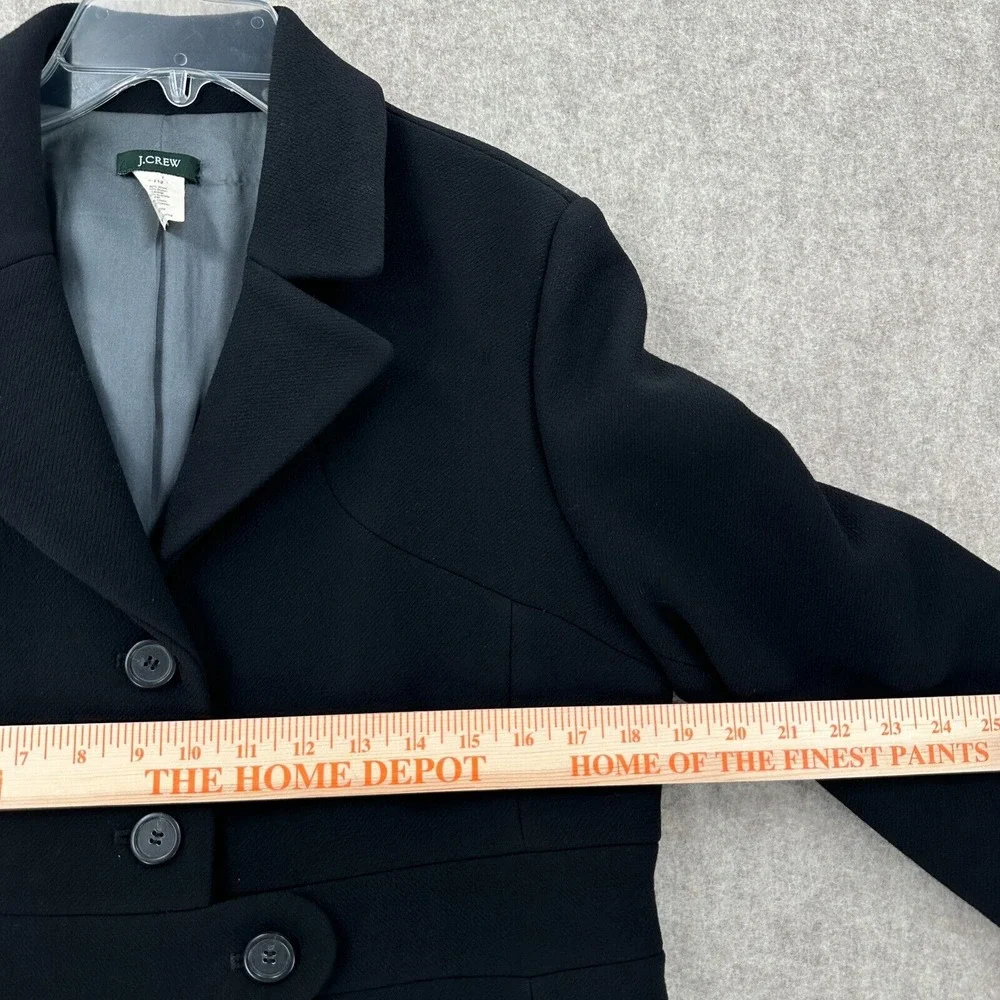 J Crew Lady Day Italian Double‎ Cloth Peacoat Wool Coat 12 Tall Black Jacket - Picture 9 of 9